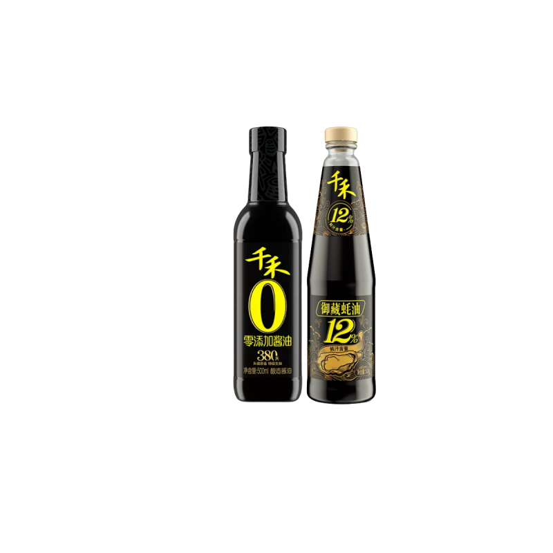 千禾零添加酱油380天特级生抽500ml+千禾御藏蚝油510g 12%蚝汁含量调味组合装 500ml+510g